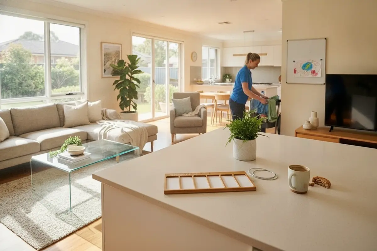 A family home arranged for a recurring cleaning visit