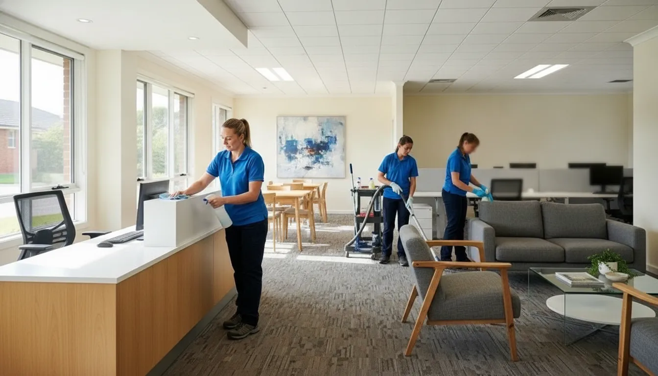 Commercial cleaning team maintaining an Oklahoma City office