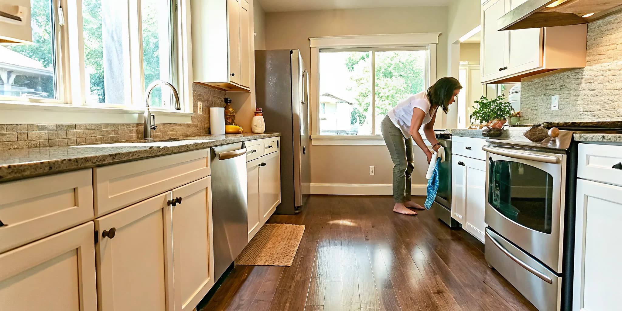 Professional deep cleaning service in an Oklahoma City kitchen