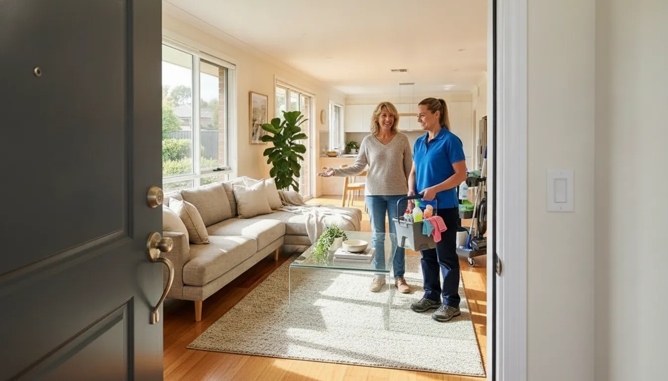 House cleaners helping an Oklahoma City homeowner choose a service fit
