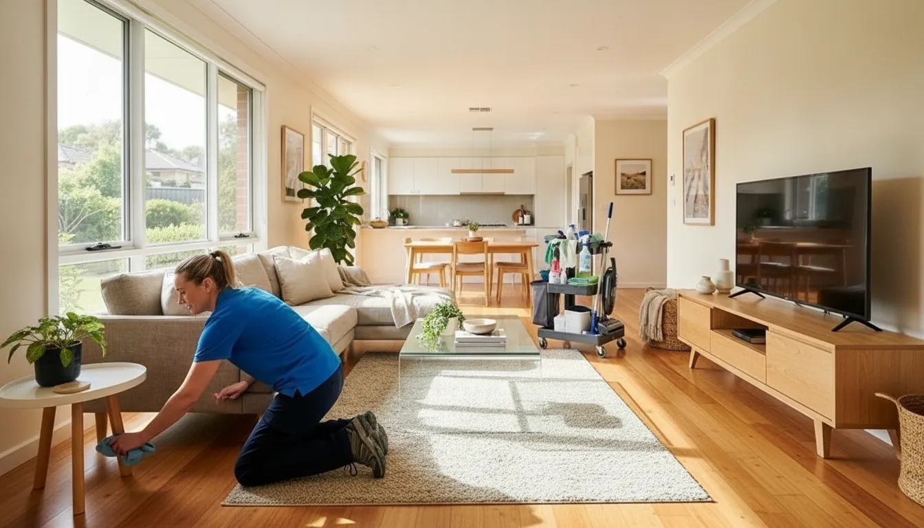 Professional cleaner deep cleaning an Oklahoma home