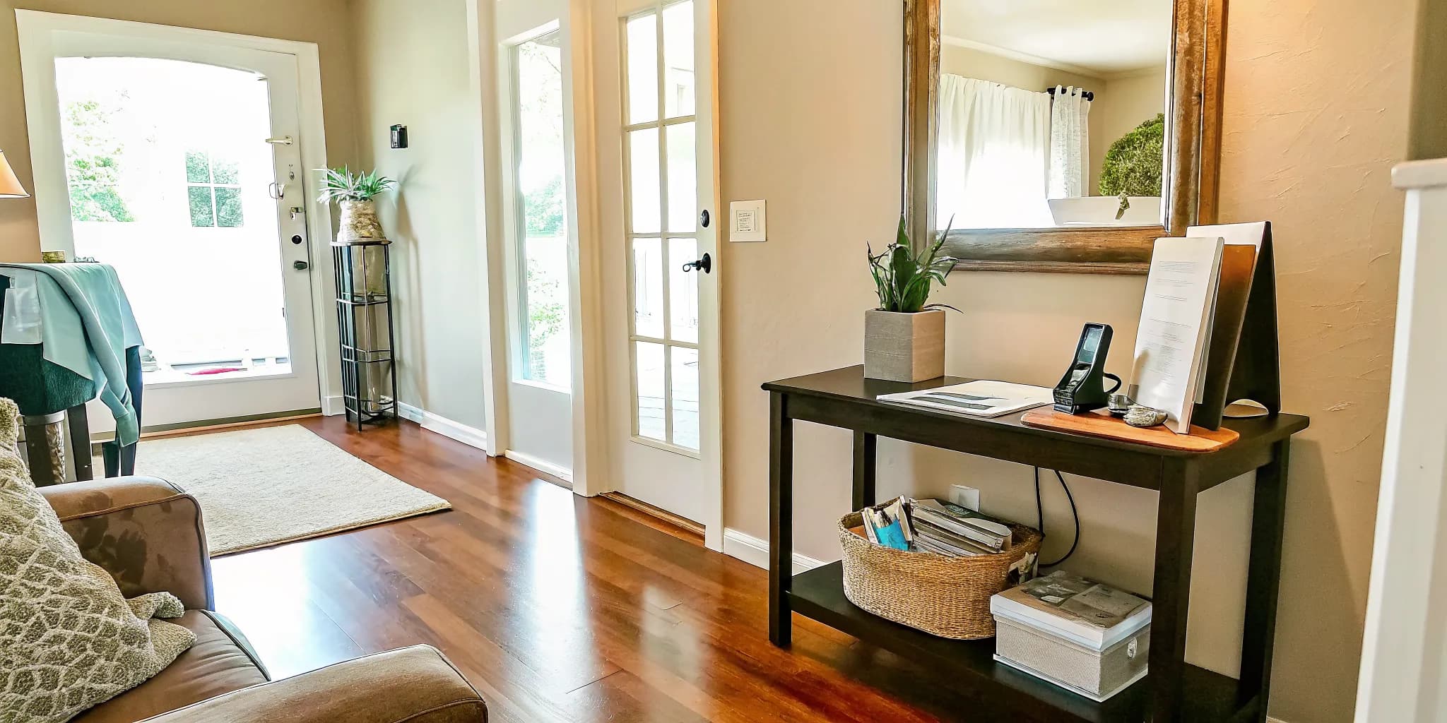 Tidy living room prepared for professional house cleaning service