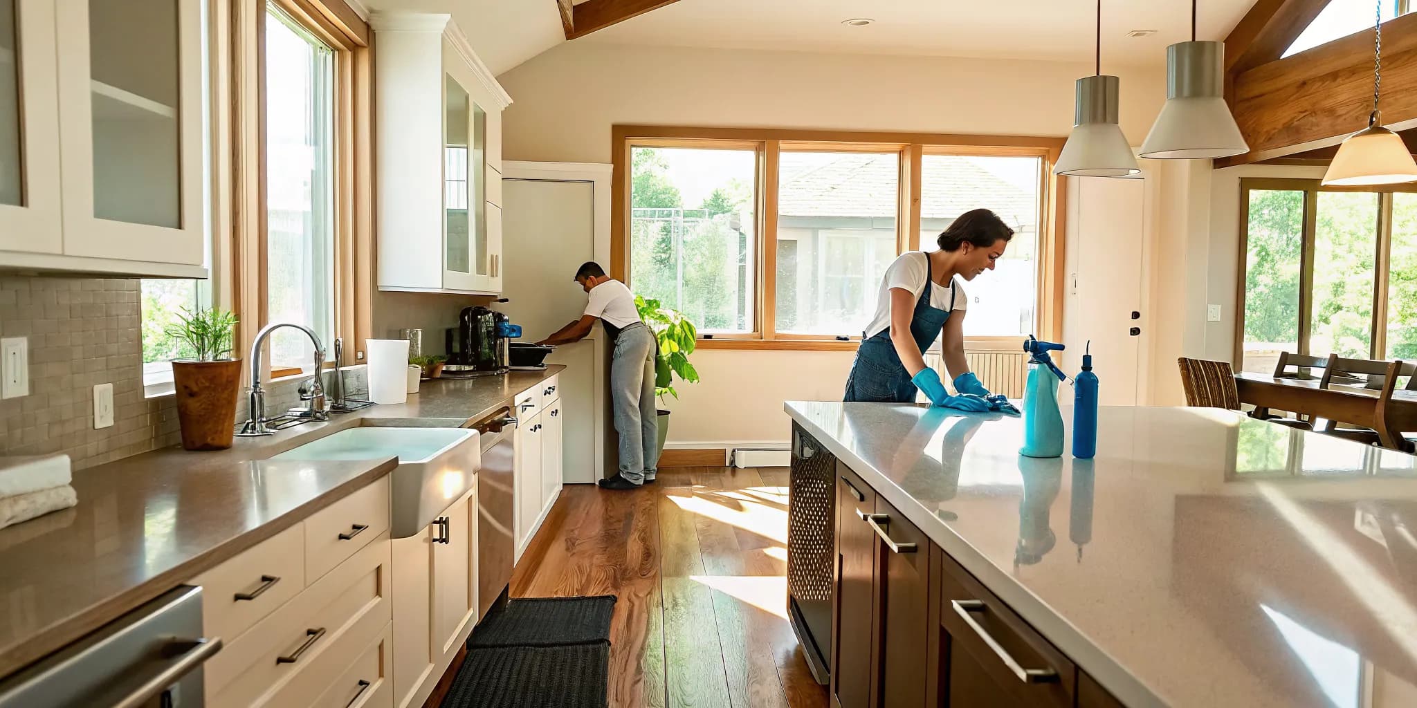 Professional spring cleaning in a bright Oklahoma City kitchen