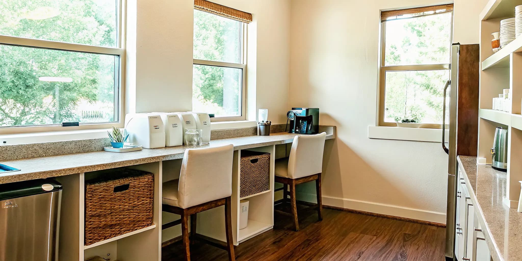Clean break room and shared workspace after office cleaning in Norman OK