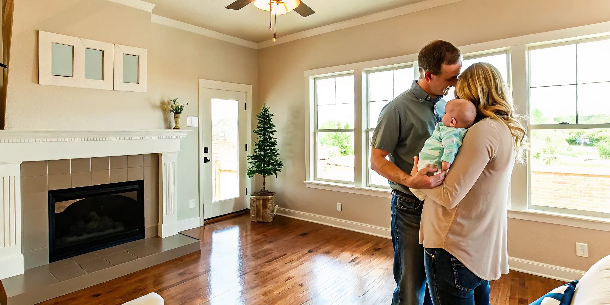 New parent following a simple cleaning routine in an Edmond family home