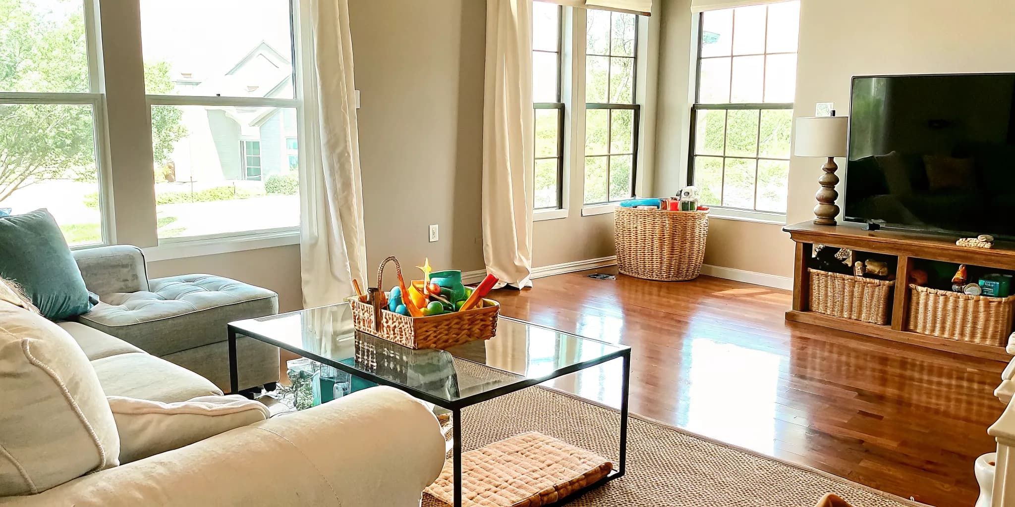 Living room picked up before professional house cleaning service