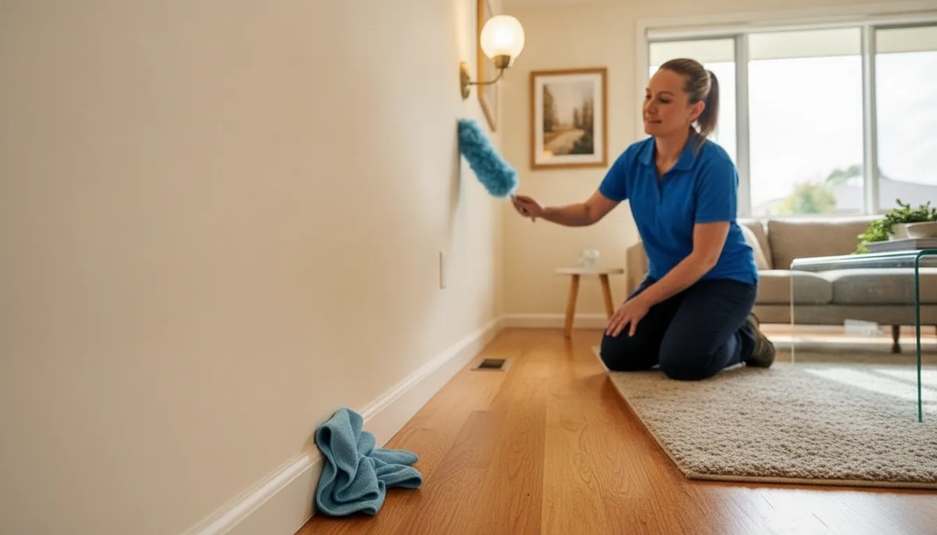 Cleaning professional reviewing detailed and recurring home cleaning areas