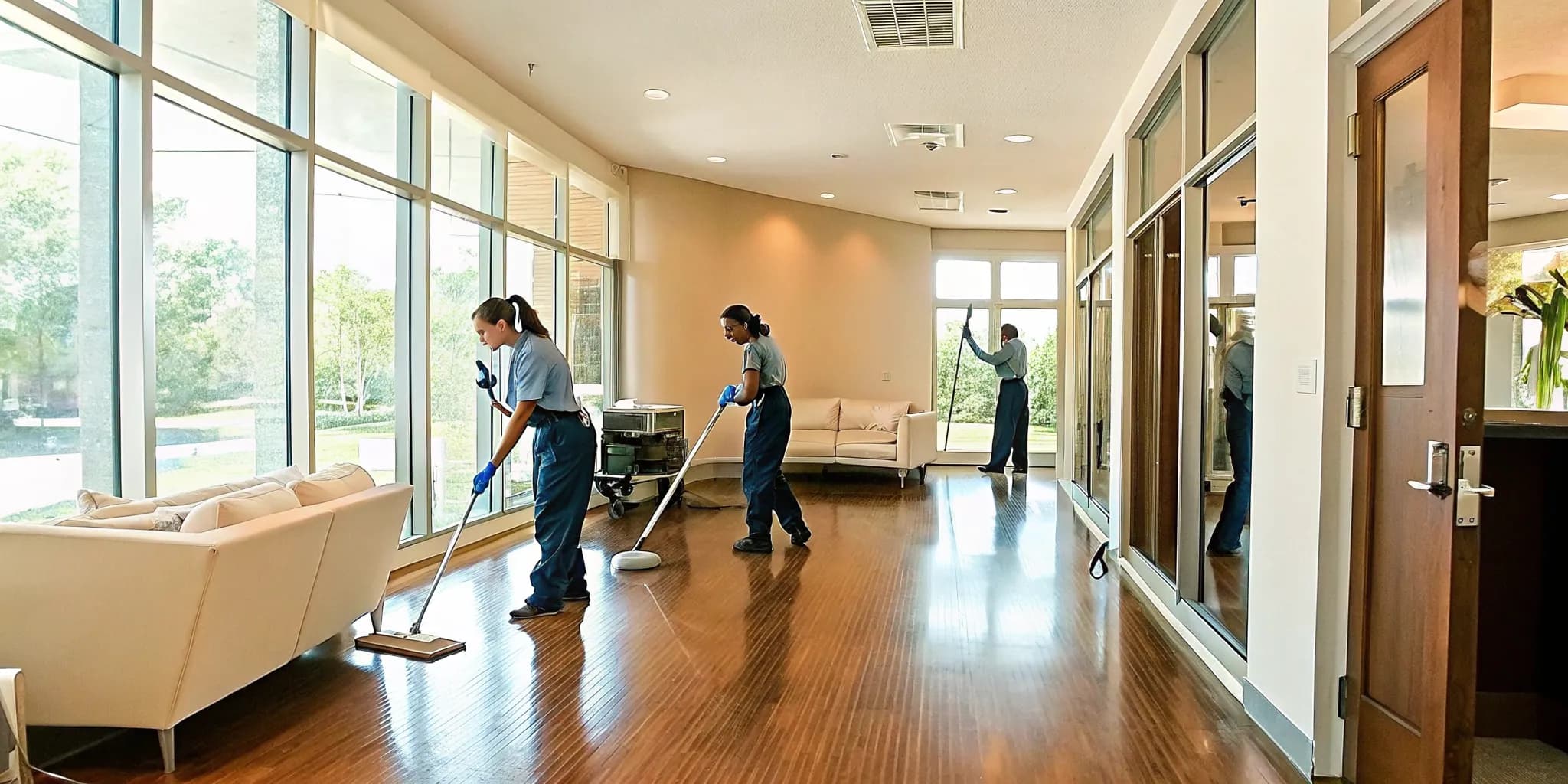 Professional janitorial cleaning team in Oklahoma City office